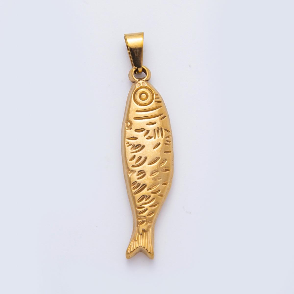 Stainless steel 47.3mm fish Sardines Charm minimalist Animal Pendant in gold sardine fish pendant | p-802