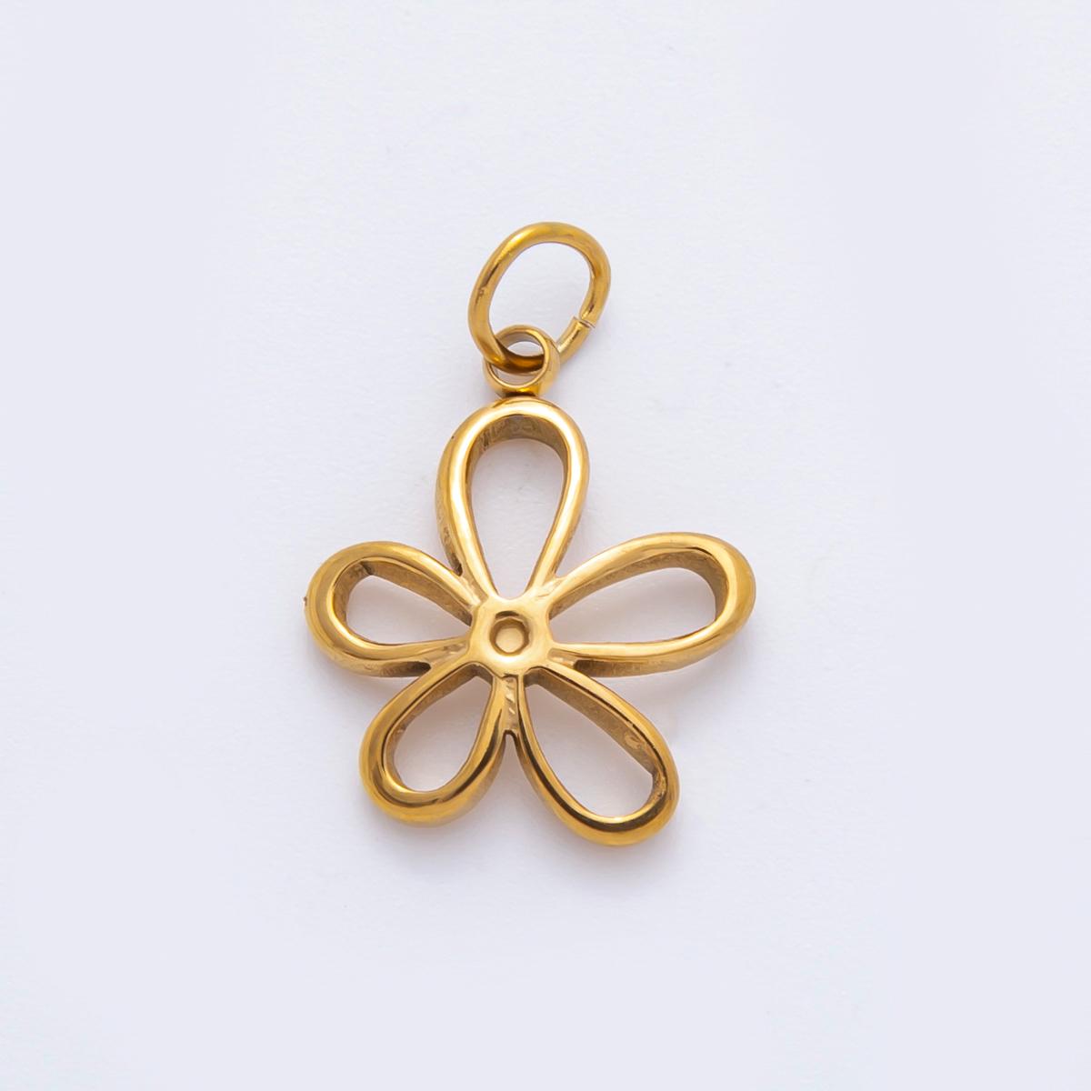 Mini PVD Gold Stainless Steel Open Daisy Charm Minimalist Flower Add on Jewelry Making Supply | C-155