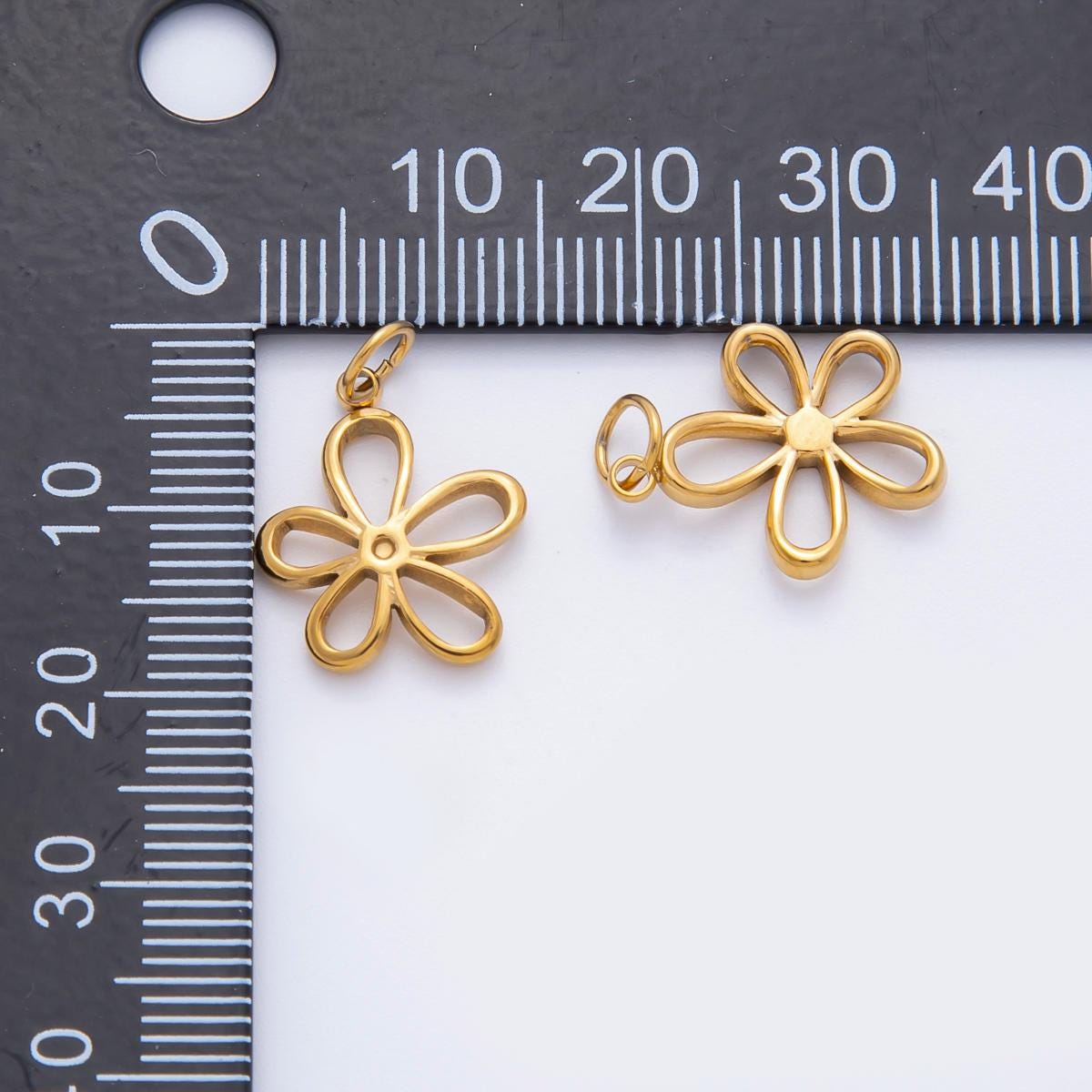 Mini PVD Gold Stainless Steel Open Daisy Charm Minimalist Flower Add on Jewelry Making Supply | C-155