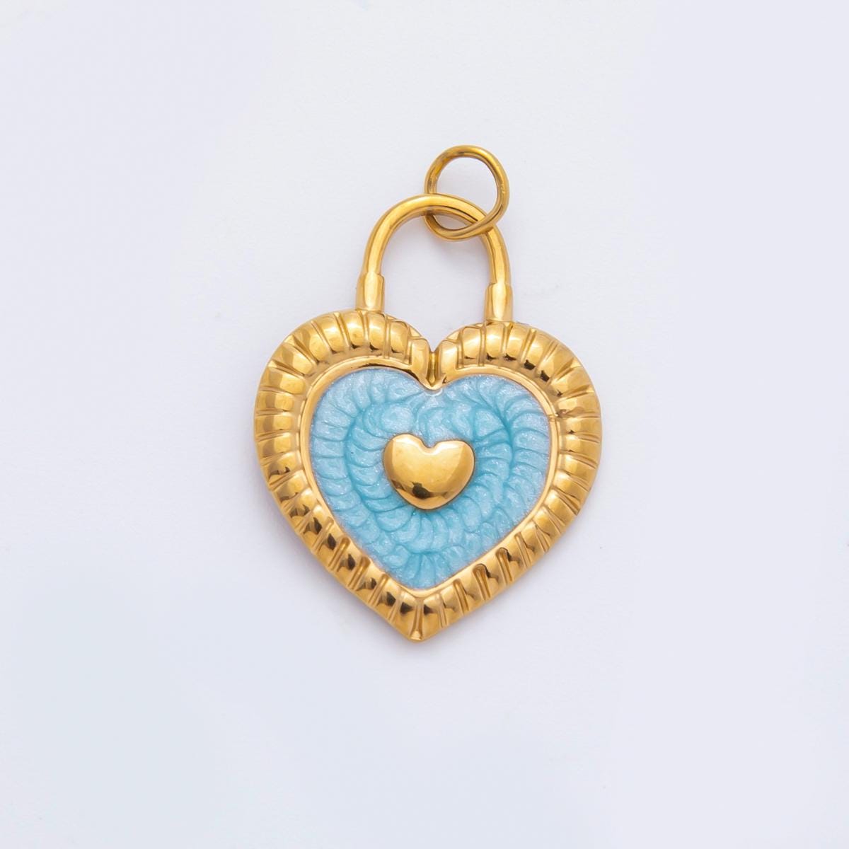 Enamel Stainless steel 26.8mm LOVE PADLOCK Charm minimalist Pendant in gold love jewelry | C-316