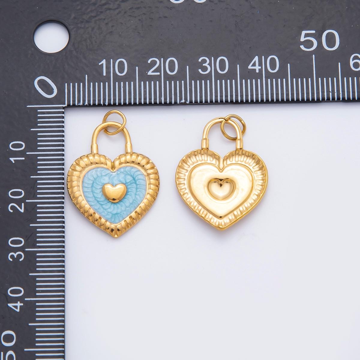 Enamel Stainless steel 26.8mm LOVE PADLOCK Charm minimalist Pendant in gold love jewelry | C-316