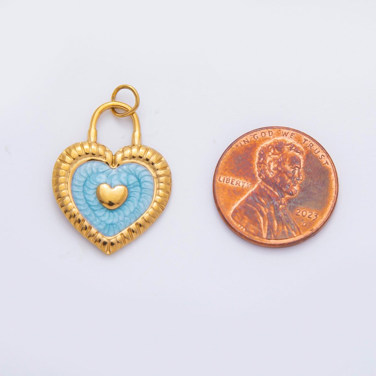 Enamel Stainless steel 26.8mm LOVE PADLOCK Charm minimalist Pendant in gold love jewelry | C-316