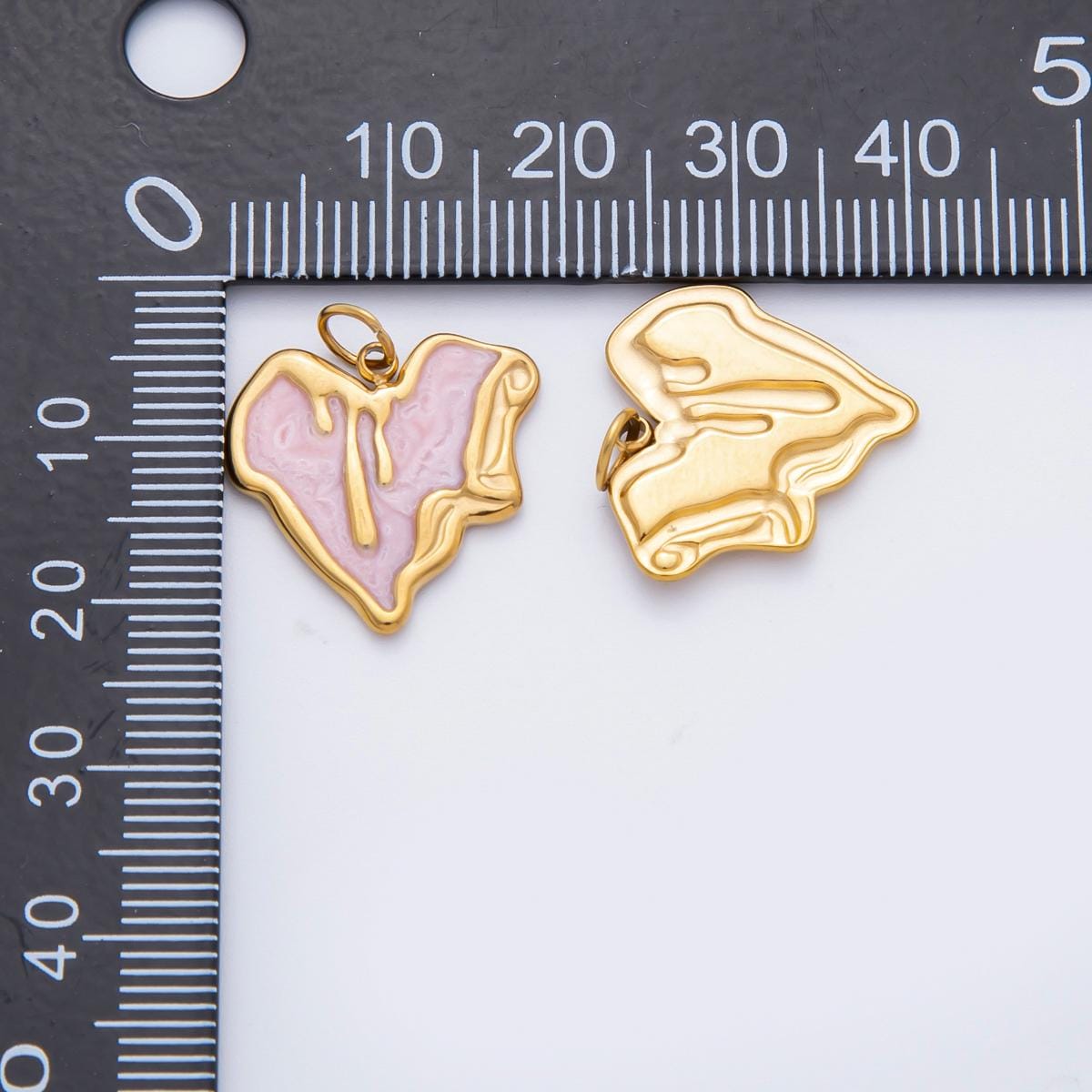 Enamel Stainless steel 21.5mm Drip Heart Charm minimalist Pendant in gold love jewelry | C-