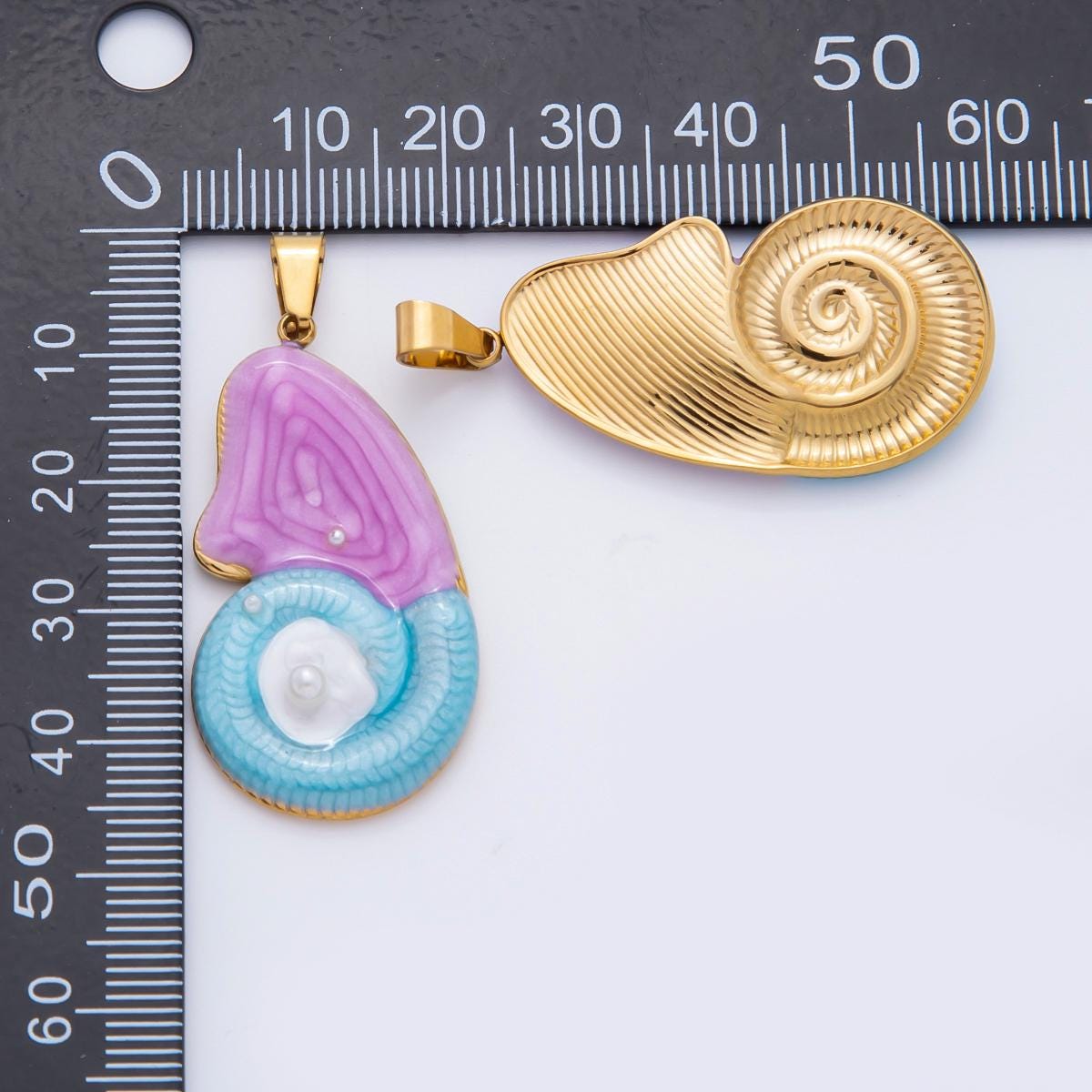 PVD Gold Stainless Steel Colorful Enamel Amanite charms Ammonite Shell Shell Charm Beach Jewelry Making Supply | j-910