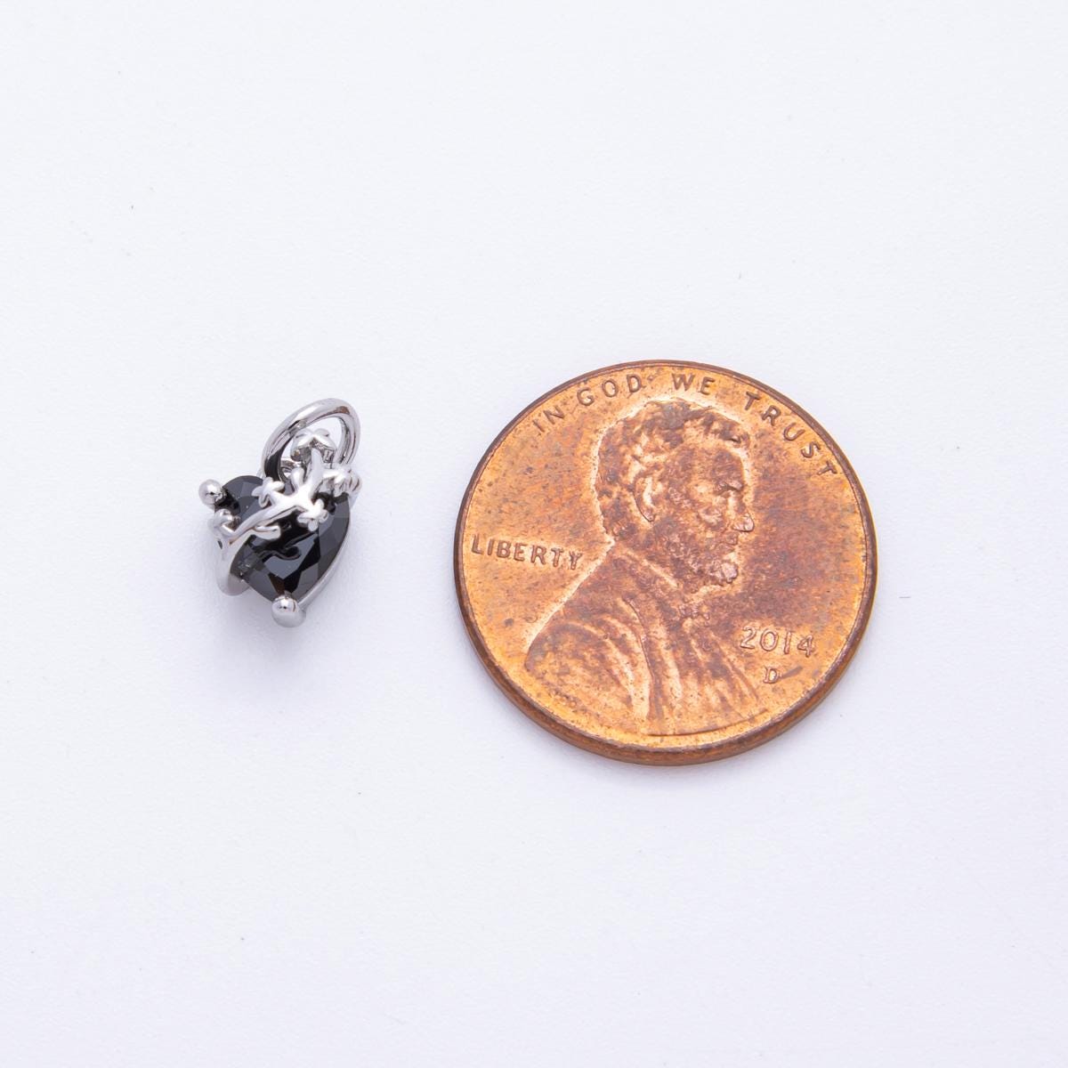 Heart CZ Charms | Pink & Black Crystal Heart Pendant with Vine Design | Jewelry Making Supplies C-636