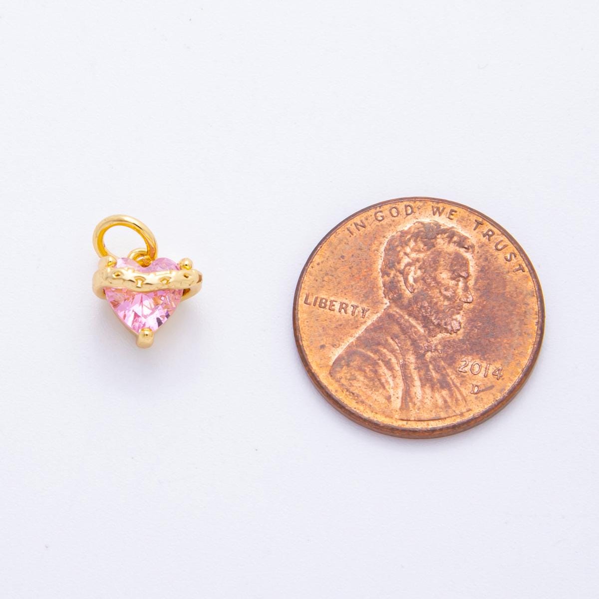 Heart CZ Charms | Pink & Black Crystal Heart Pendant with Rustic Design | Jewelry Making Supplies C-639