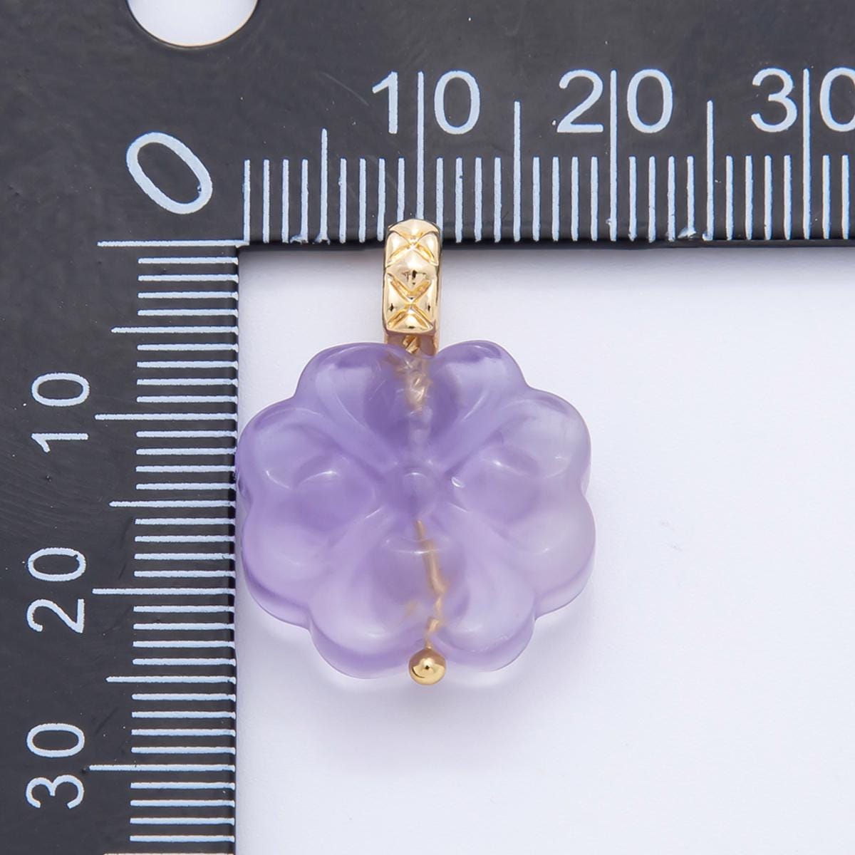 18k gold filled charm natural gemstone Fluorite Textured Flower Ornament pendant | E-071