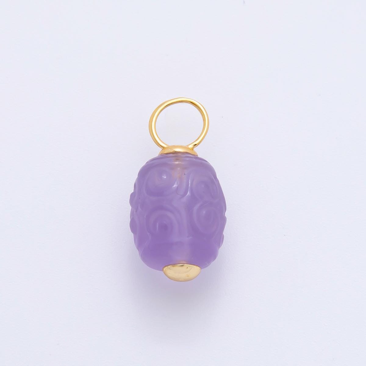 18k gold filled charm natural gemstone Fluorite Textured Barrell Tube bail pendant | E-042