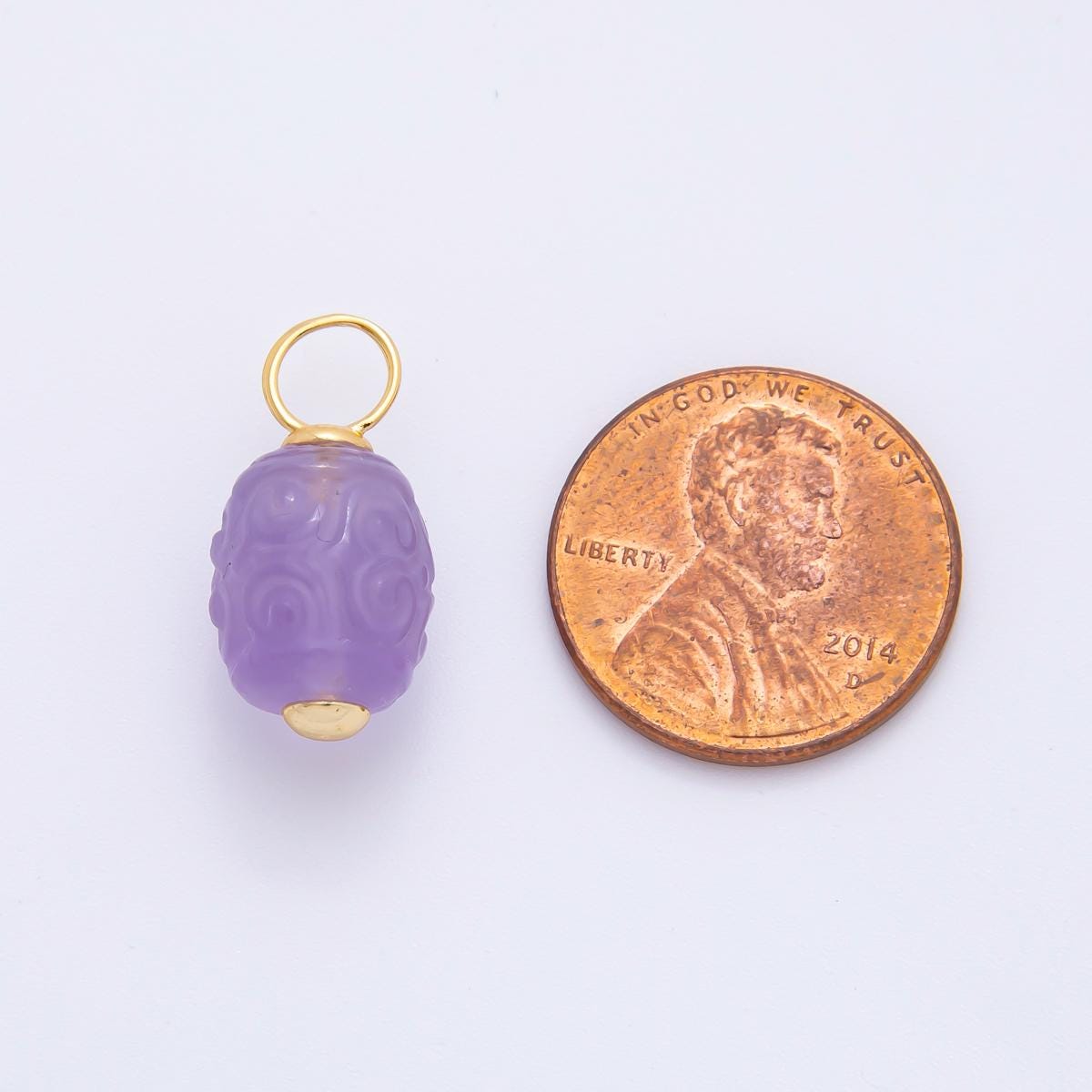 18k gold filled charm natural gemstone Fluorite Textured Barrell Tube bail pendant | E-042