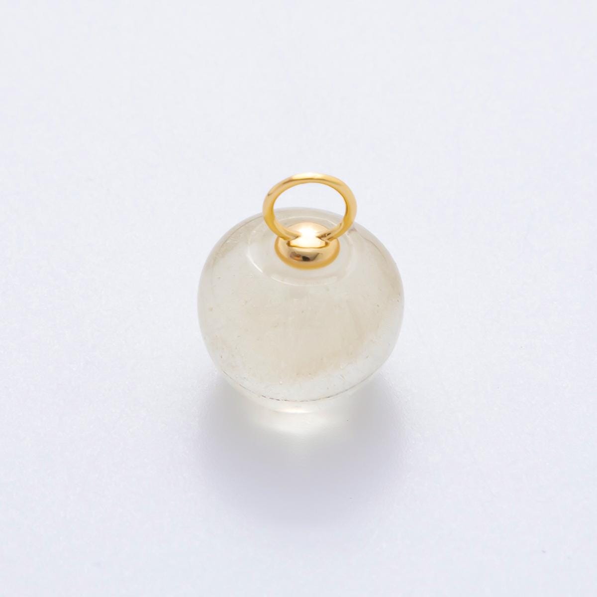 18k gold filled charm natural gemstone Fluorite Textured Flower Ornament pendant | E-071