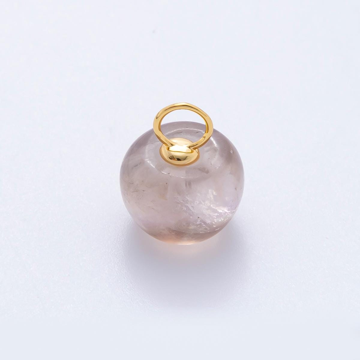 18k gold filled charm natural gemstone Fluorite Textured Flower Ornament pendant | E-071