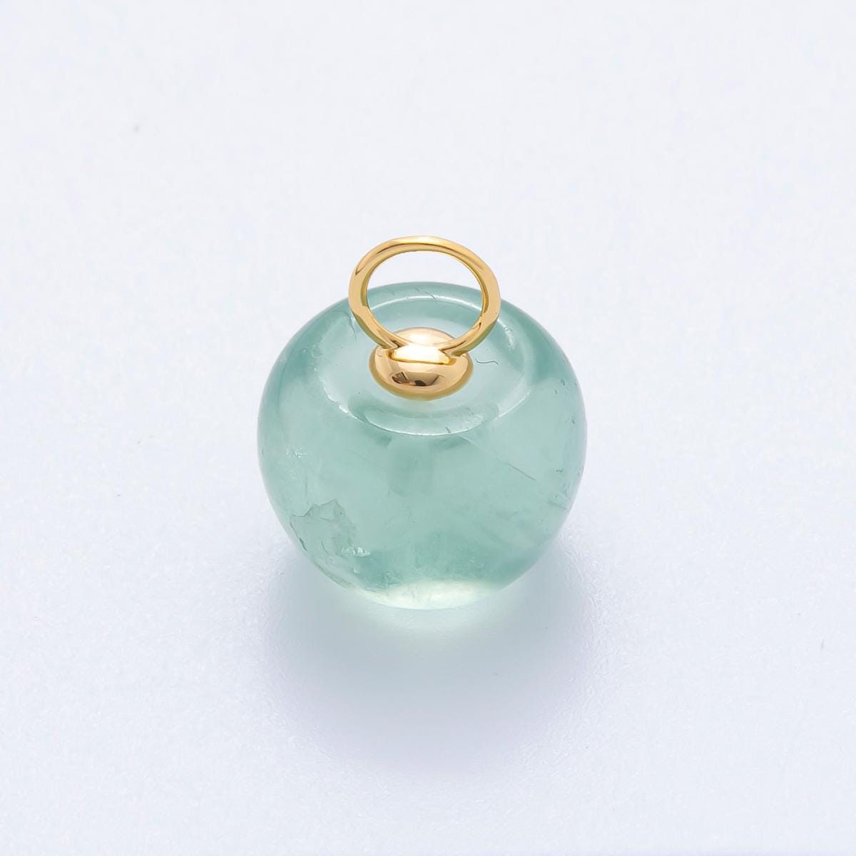 18k gold filled charm natural gemstone Fluorite Textured Flower Ornament pendant | E-071