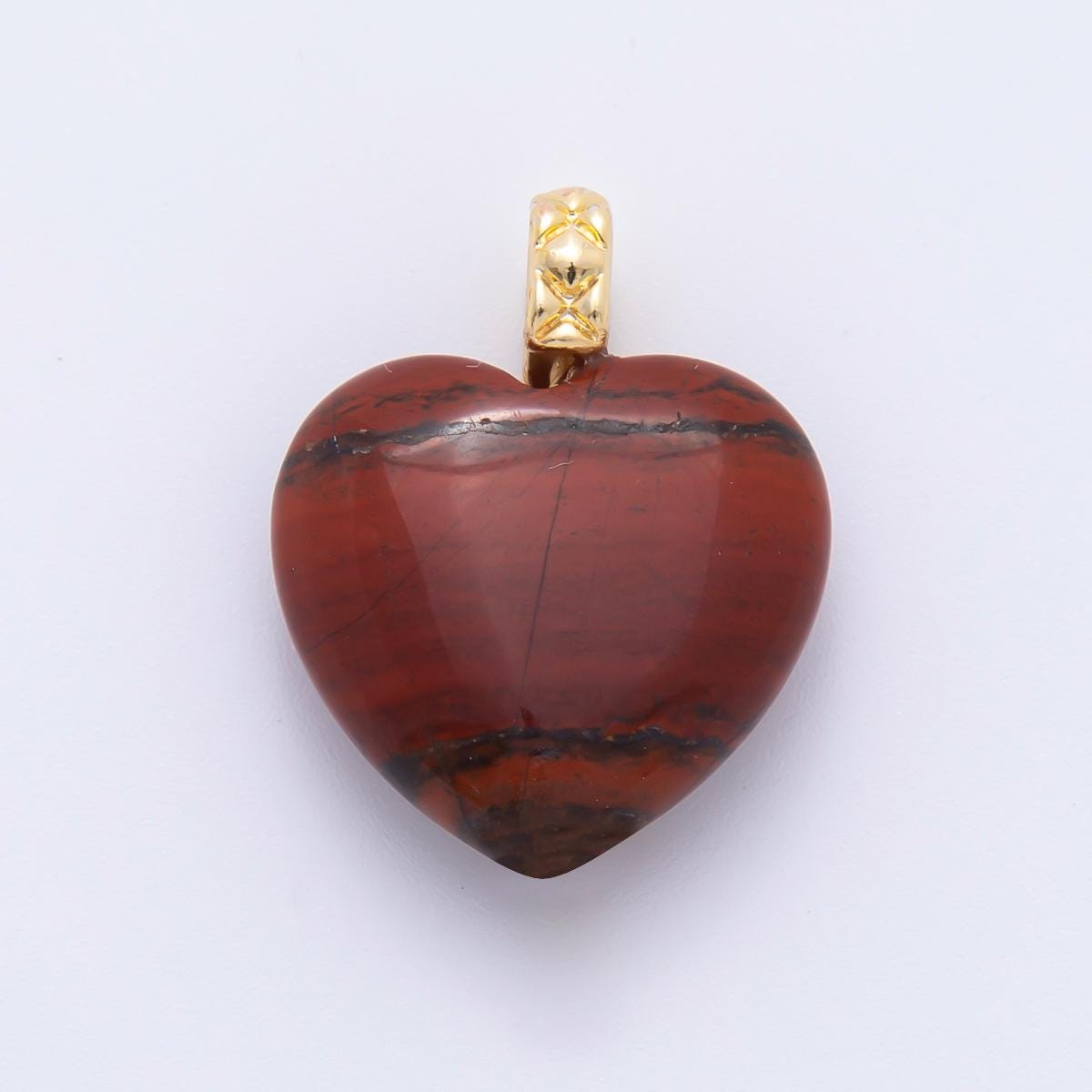 1x Puffy Heart 20mm Healing Gemstone Charm Good Vibe Chakra Charm Carnelian, Quartz Jade Stone Heart Charm C-766