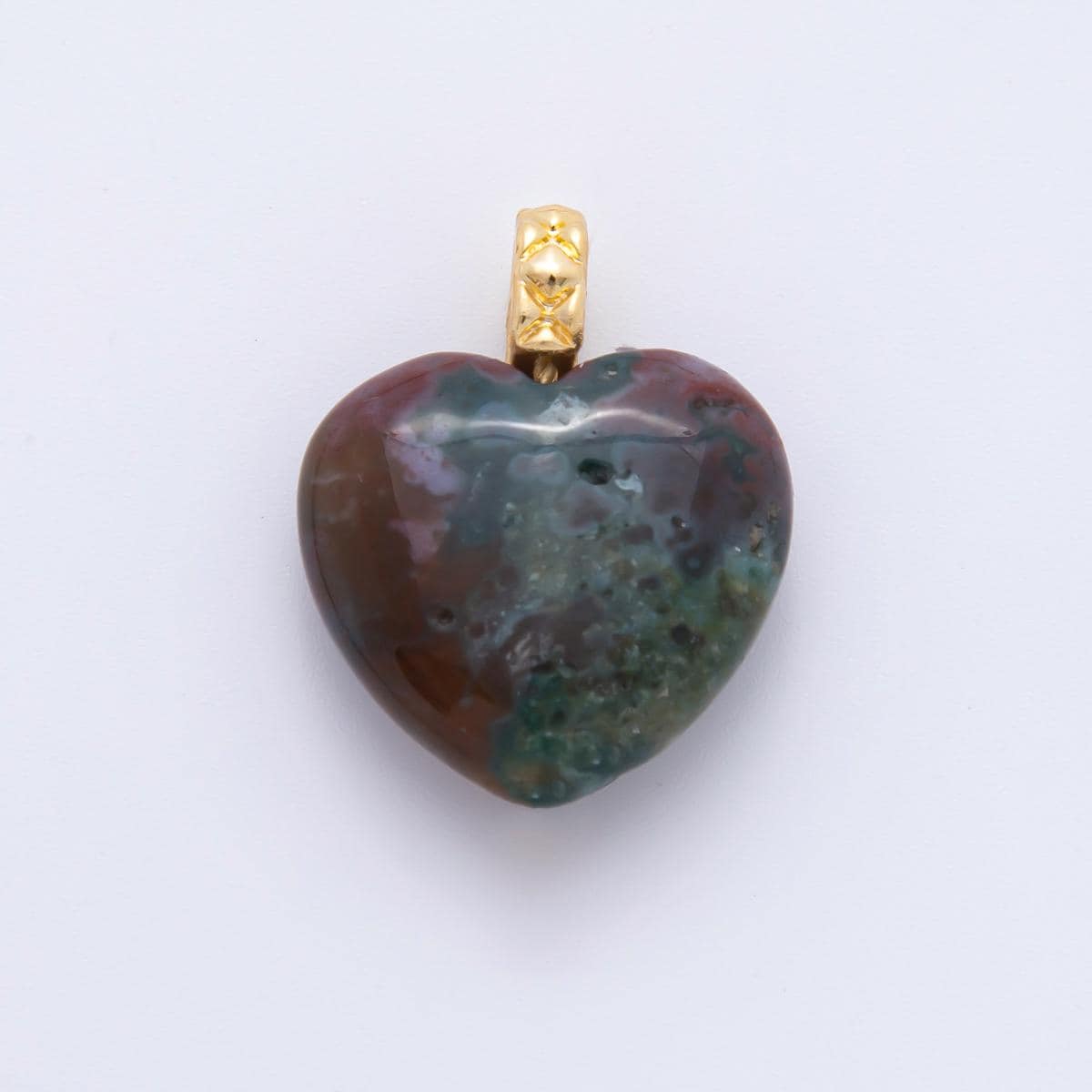 1x Puffy Heart 20mm Healing Gemstone Charm Good Vibe Chakra Charm Carnelian, Quartz Jade Stone Heart Charm C-766
