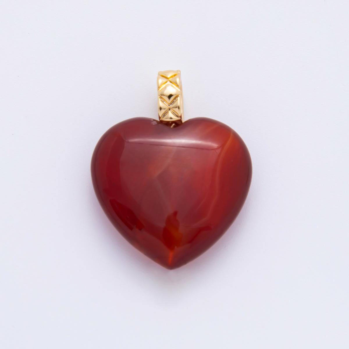 1x Puffy Heart 20mm Healing Gemstone Charm Good Vibe Chakra Charm Carnelian, Quartz Jade Stone Heart Charm C-766