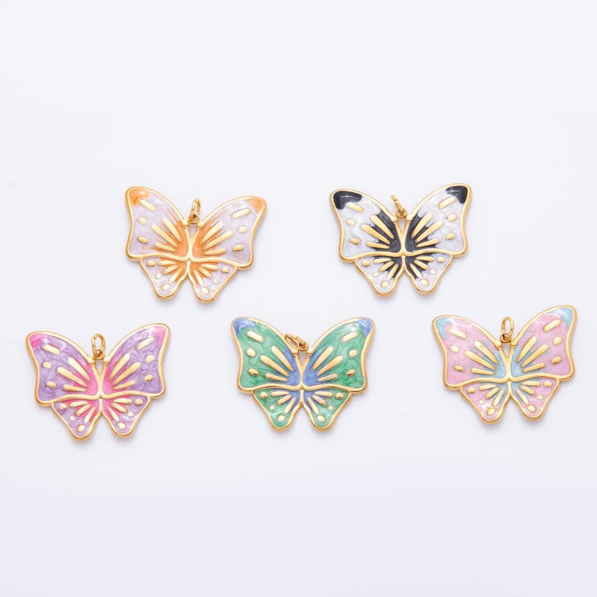 Enamel mariposa butterfly charm Dual colors butterfly charm pendant for necklace earring supply component in 18k gold filled j-232