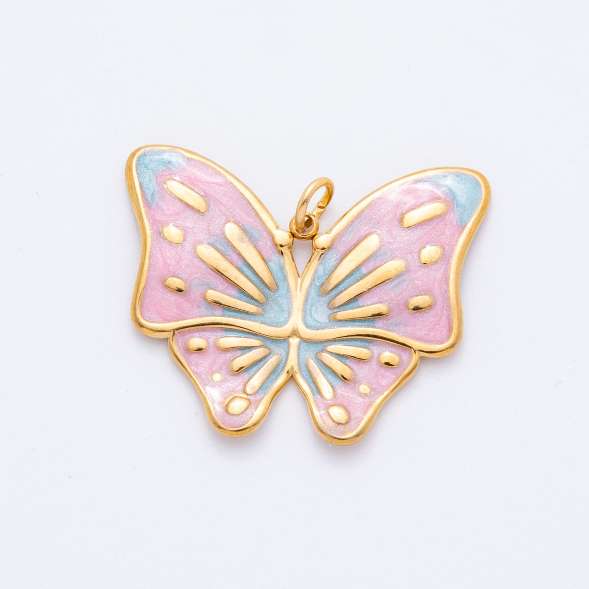 Enamel mariposa butterfly charm Dual colors butterfly charm pendant for necklace earring supply component in 18k gold filled j-232