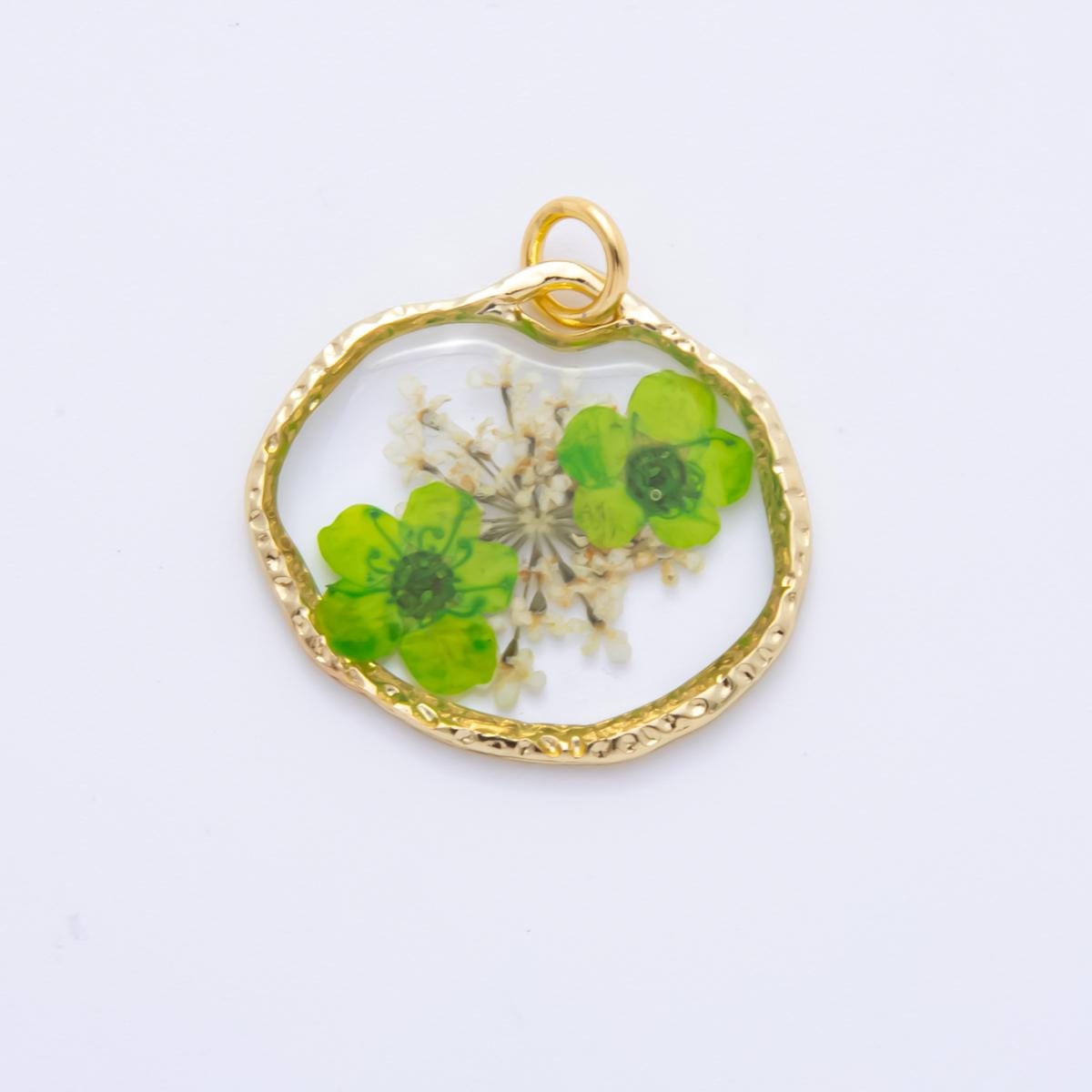 18K Gold Filled 23mm Resin Flower Halo Medallion Charm | AH866 - AH870