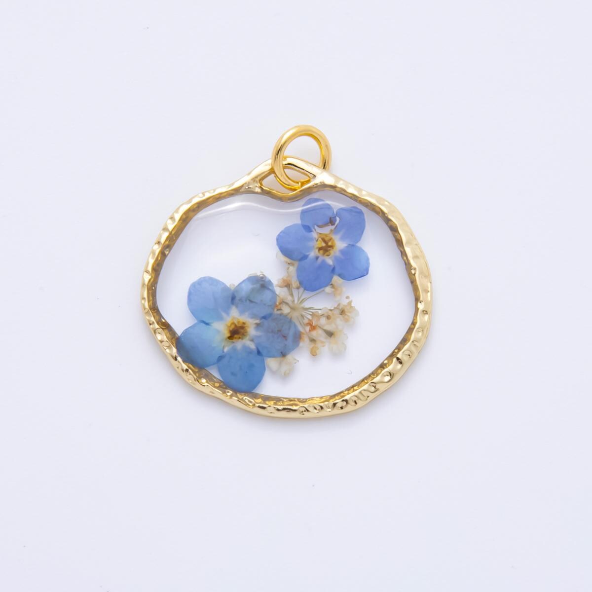 18K Gold Filled 23mm Resin Flower Halo Medallion Charm | AH866 - AH870