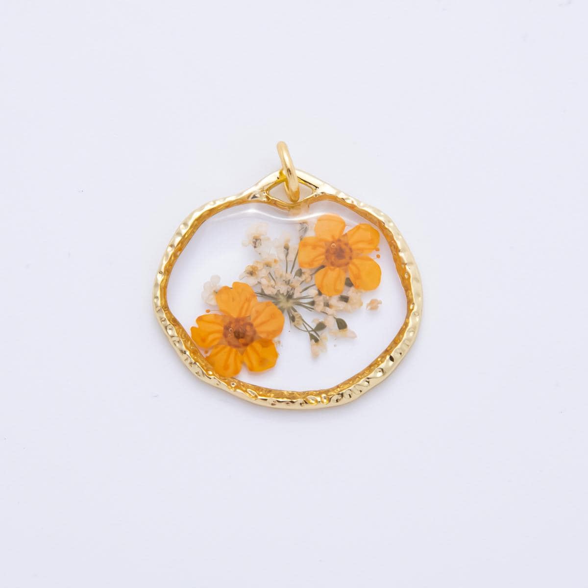 18K Gold Filled 23mm Resin Flower Halo Medallion Charm | AH866 - AH870