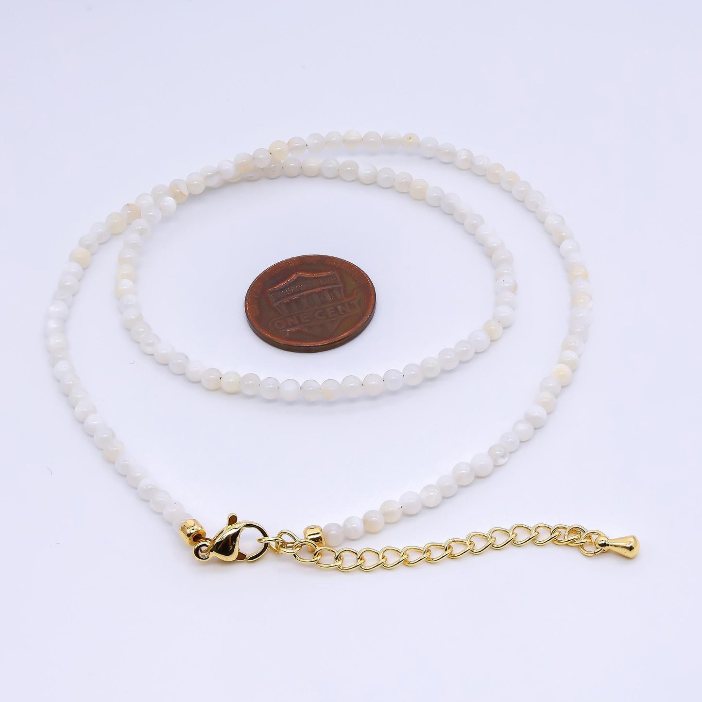 24K Gold Filled Shell Pearl Pastel Multi Color Beads 15.76 inch Layer Necklace Minimalist Jewelry | WA-3167