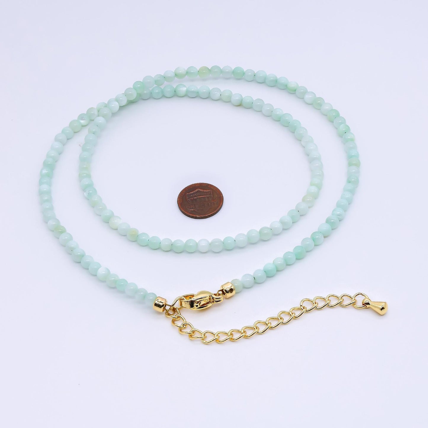 24K Gold Filled Shell Pearl Pastel Multi Color Beads 15.76 inch Layer Necklace Minimalist Jewelry | WA-3167