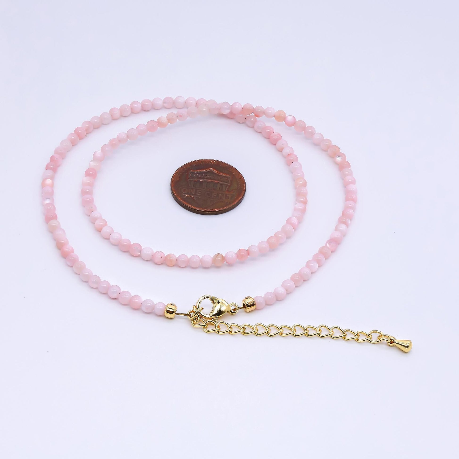24K Gold Filled Shell Pearl Pastel Multi Color Beads 15.76 inch Layer Necklace Minimalist Jewelry | WA-3167