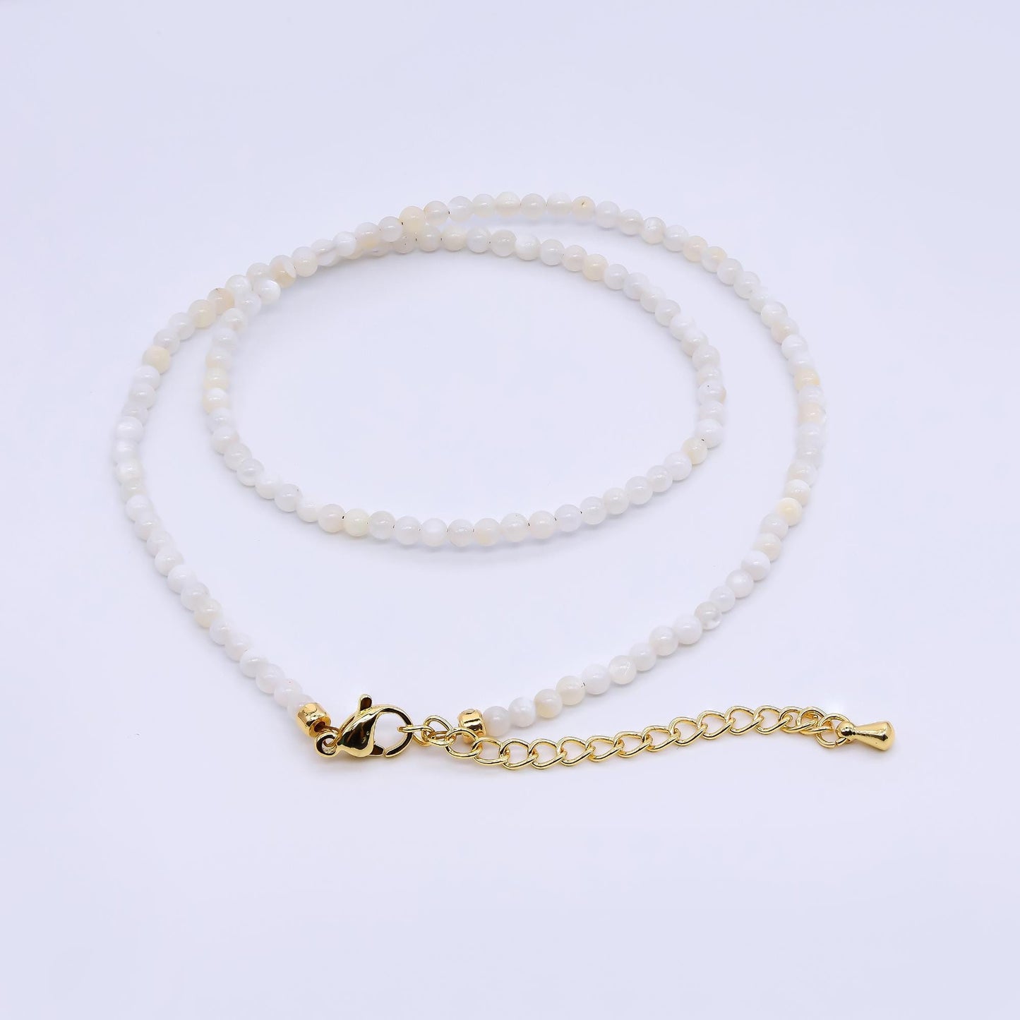 24K Gold Filled Shell Pearl Pastel Multi Color Beads 15.76 inch Layer Necklace Minimalist Jewelry | WA-3167