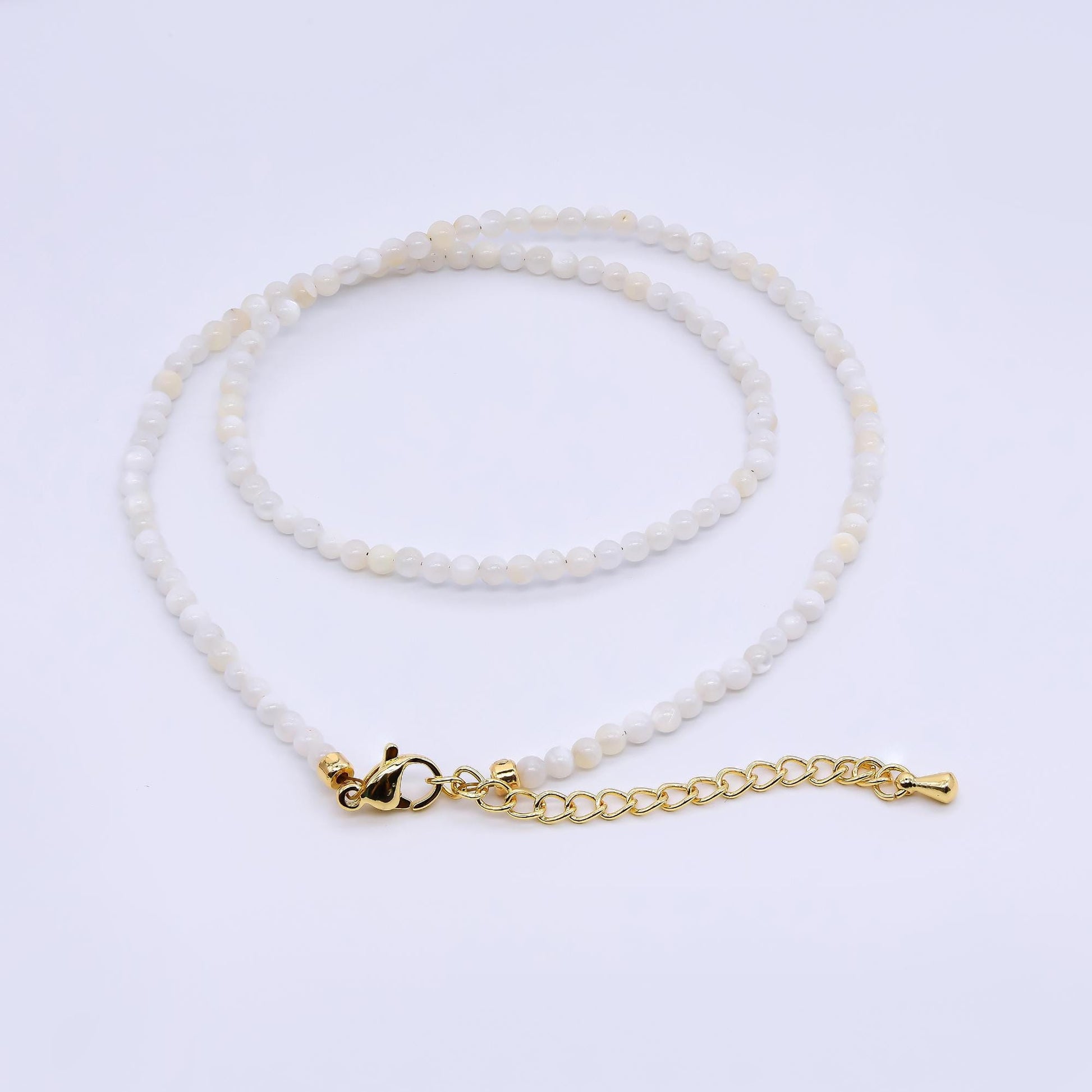 24K Gold Filled Shell Pearl Pastel Multi Color Beads 15.76 inch Layer Necklace Minimalist Jewelry | WA-3167