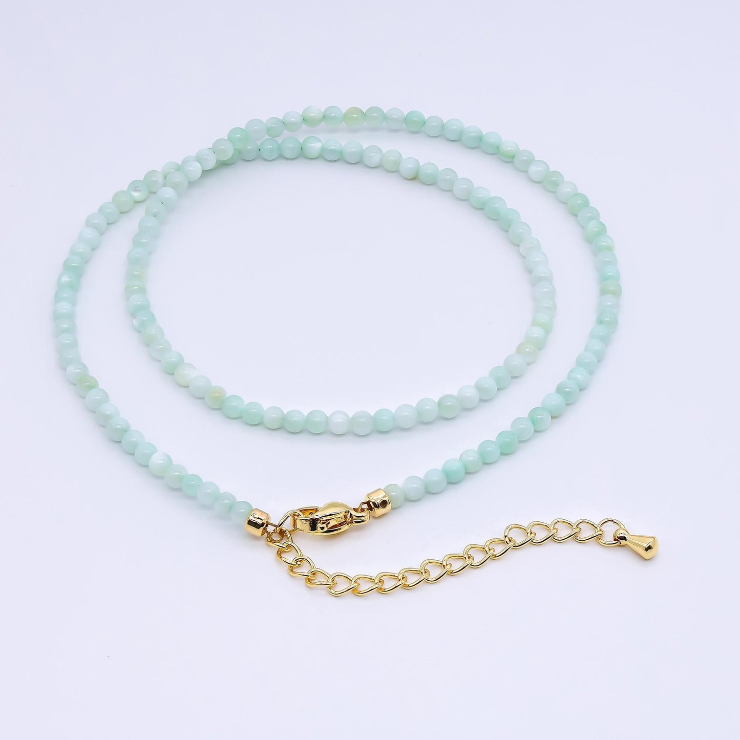 24K Gold Filled Shell Pearl Pastel Multi Color Beads 15.76 inch Layer Necklace Minimalist Jewelry | WA-3167