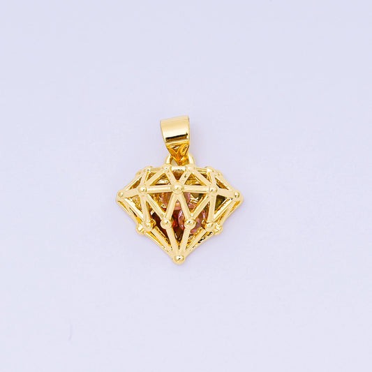 24K Gold Filled 14mm Micro Paved CZ Diamond-Shaped Pendant | AA-1567