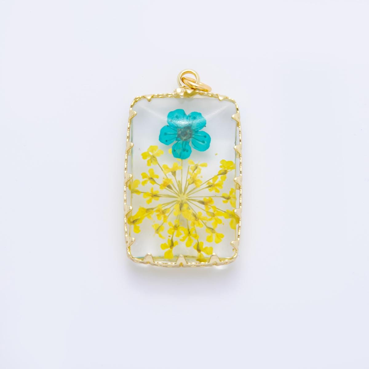 18K Gold Filled 35mm Resin Prism Frame Flower Charm | AH871 AH872