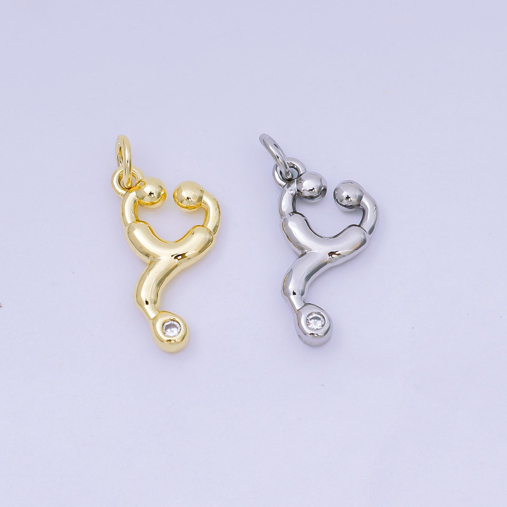 Tiny 3D multidimensional doctor stethoscope heart 24k gold filled charm | AJ-479