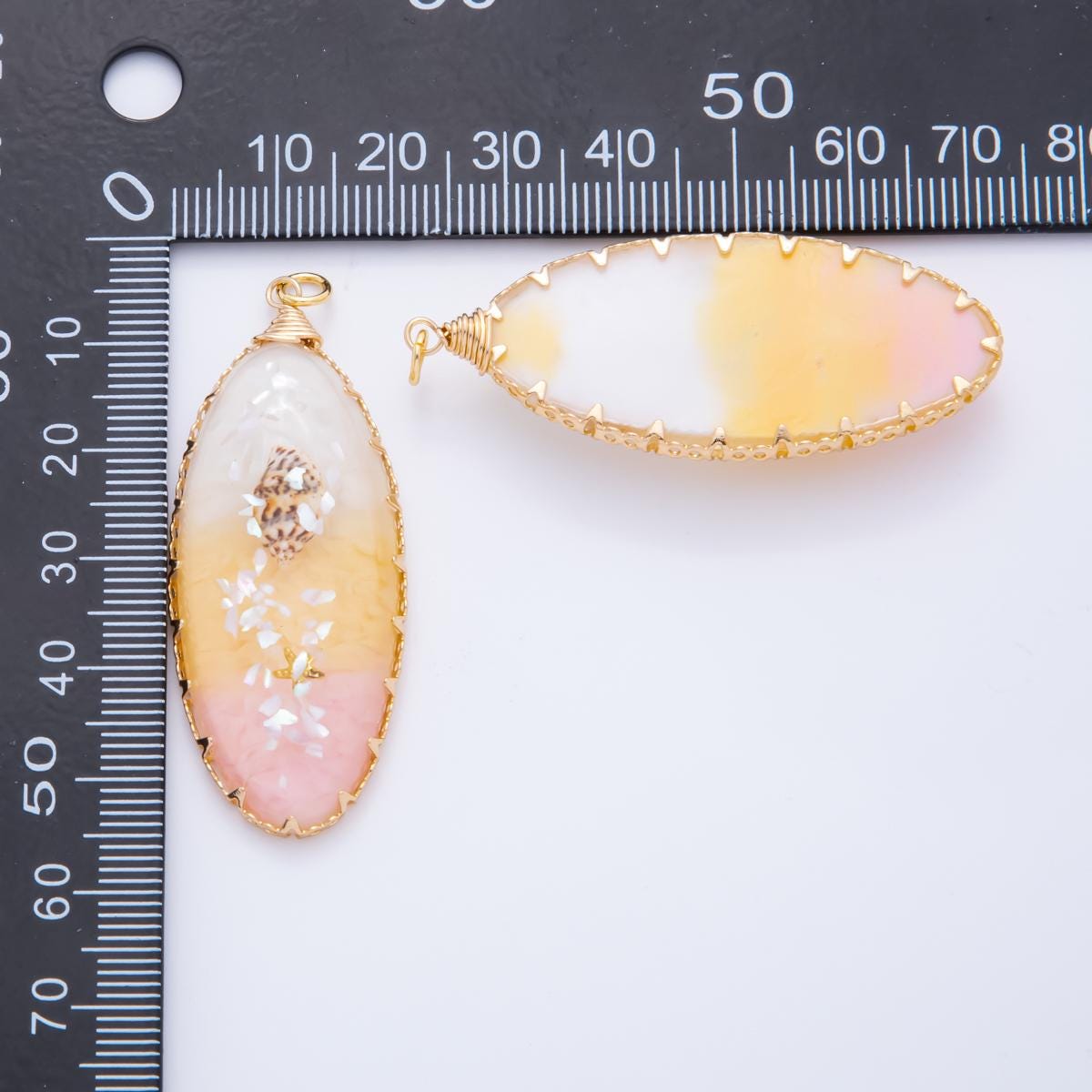 18K Gold Filled 54mm Resin Sunset Sand Beach Charm | AH873