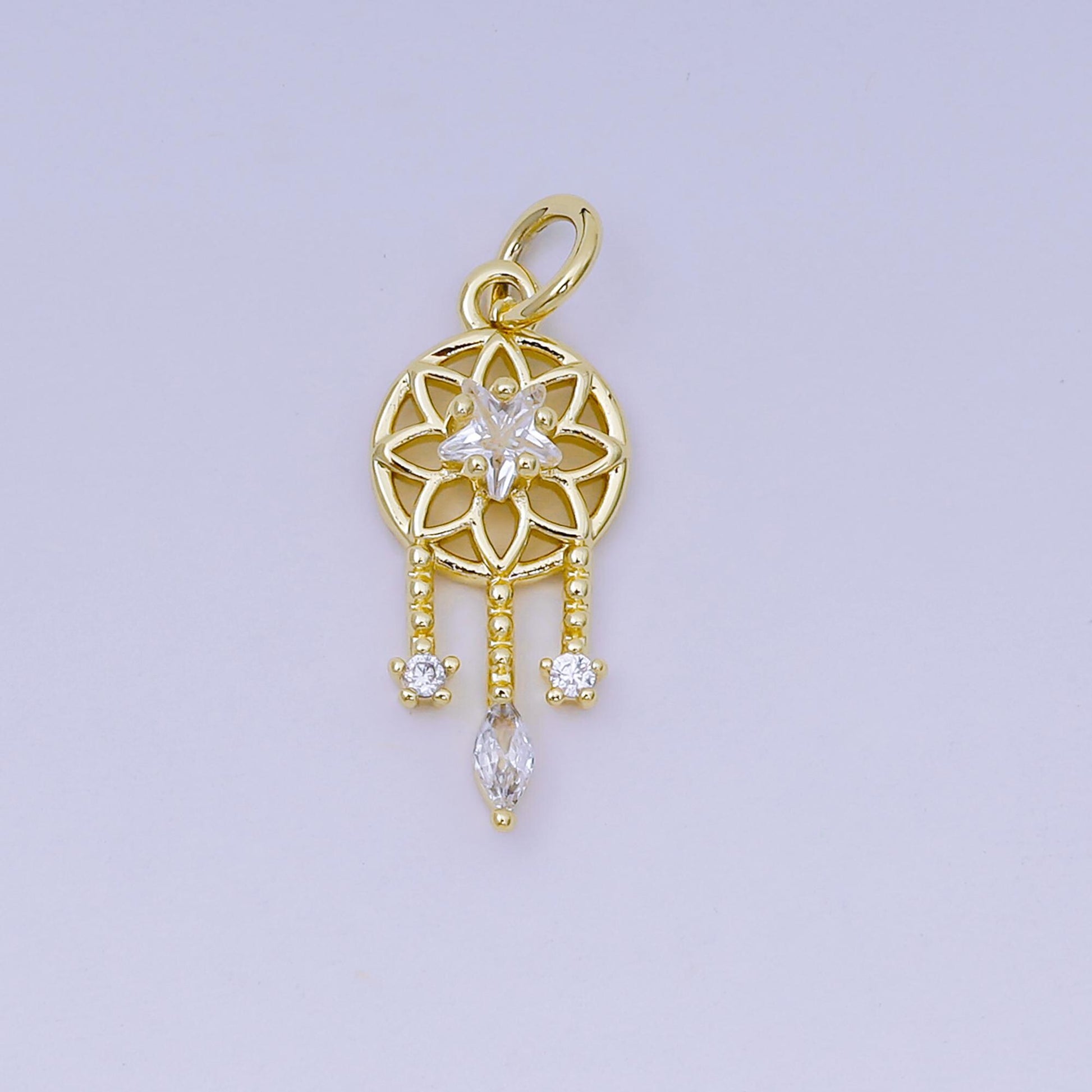 Tiny Dream Catcher Charm in 24k gold filled | AJ-469