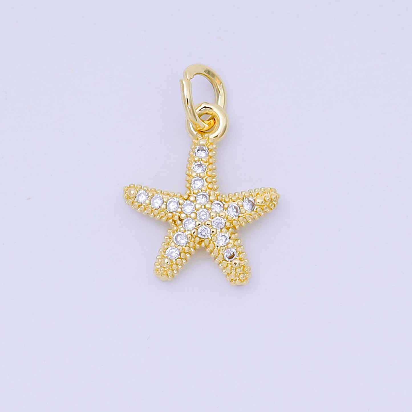 24K Gold Filled 14mm Micro Paved CZ Beach Star Fish Animal Pendant | AJ-507