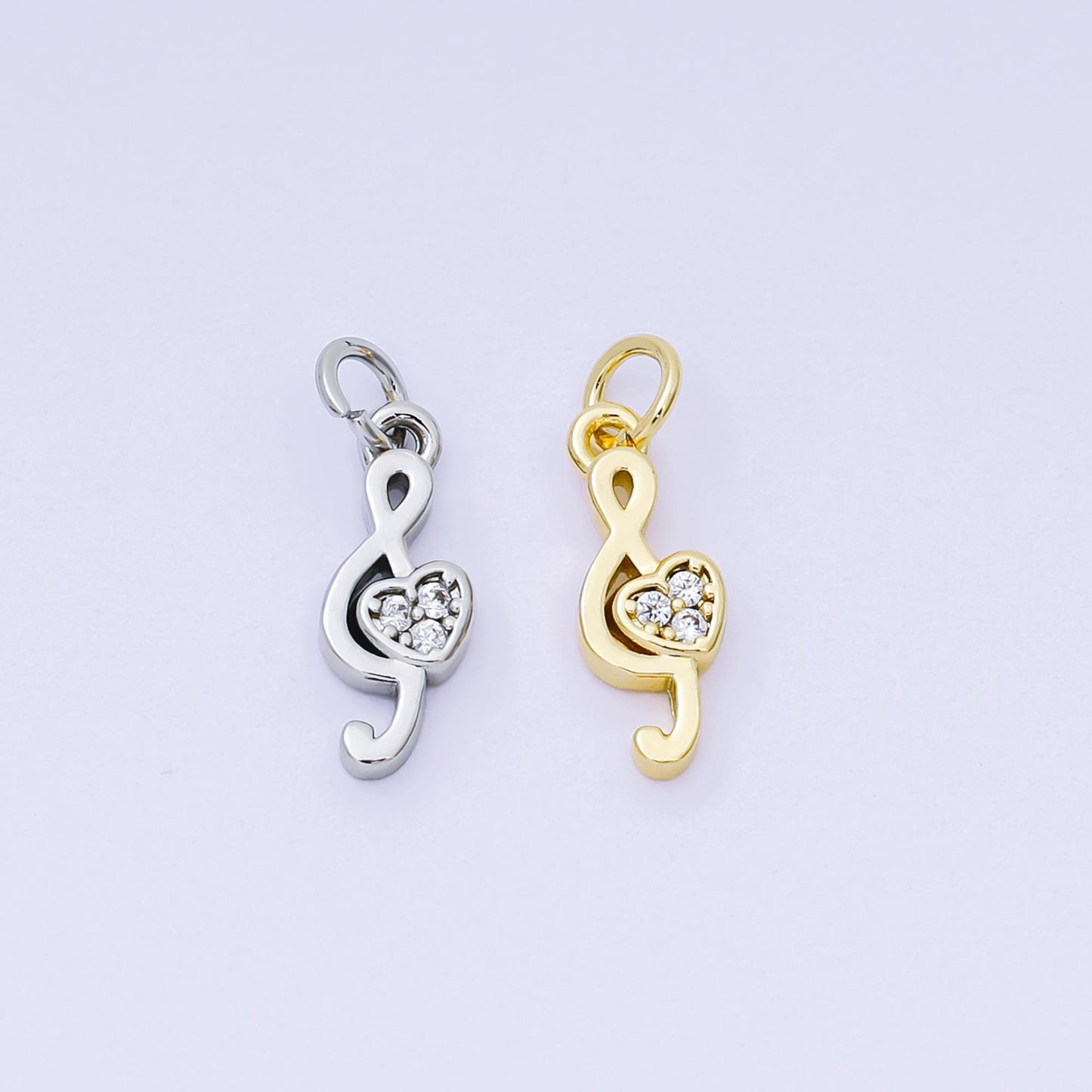 Mini Silver Music Note Charm 24K Gold Filled G Clef Pendant Bracelet Necklace for DIY Jewelry Making Supply AH-555