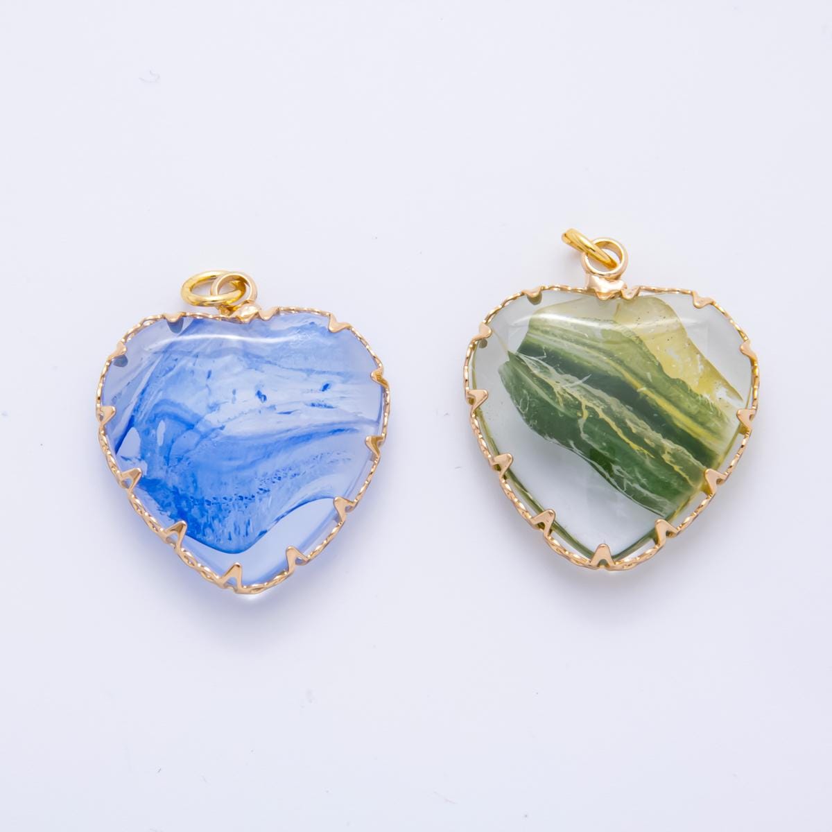 18K Gold Filled 28.5mm Resin Heart of Nature Charm | AH874