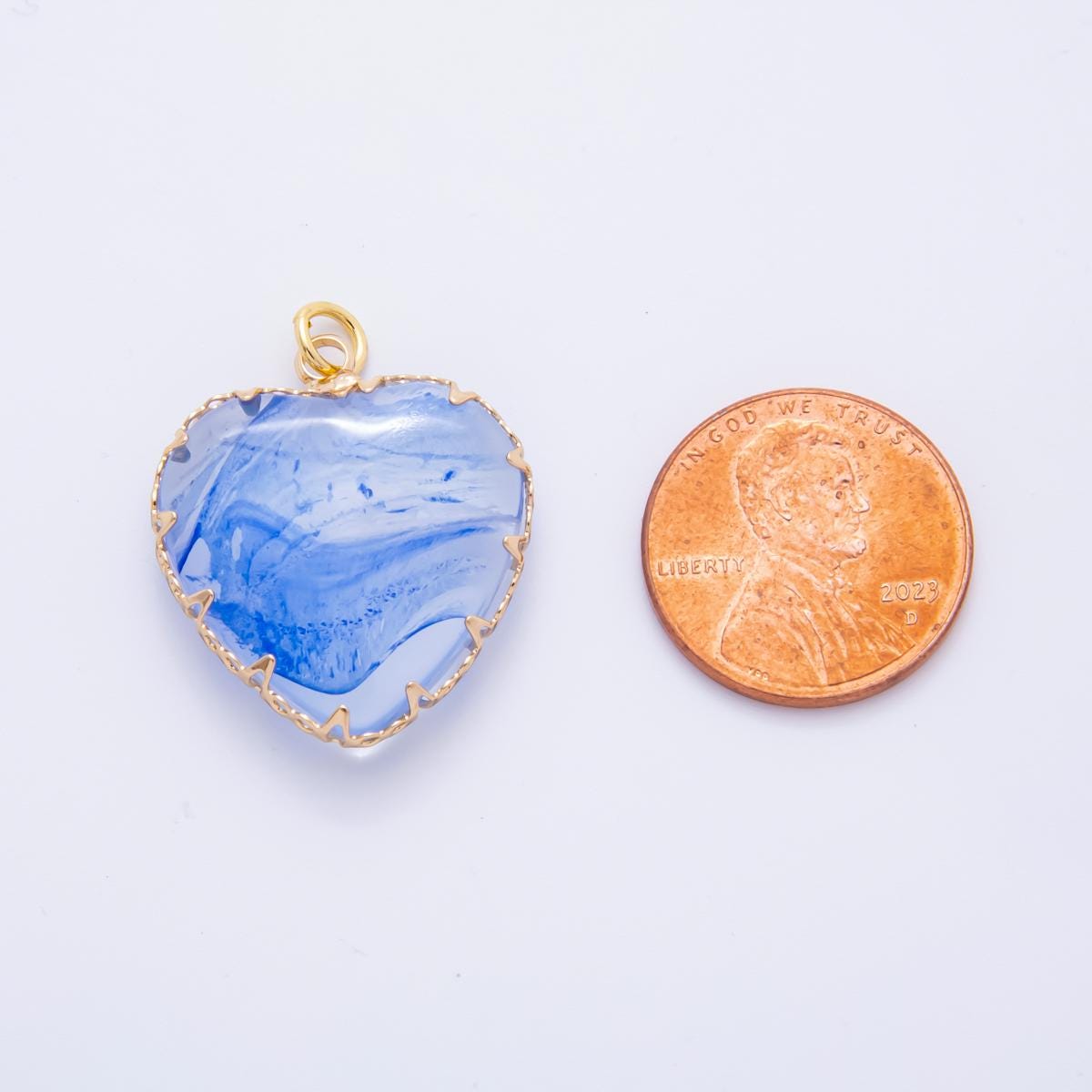 18K Gold Filled 28.5mm Resin Heart of Nature Charm | AH874
