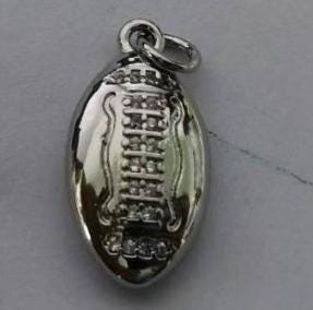 Dainty 24k gold filled Football pendant small charm for handmade jewelry supplies Silver micro pave cubic ball charm Sport Varsity Ball n555