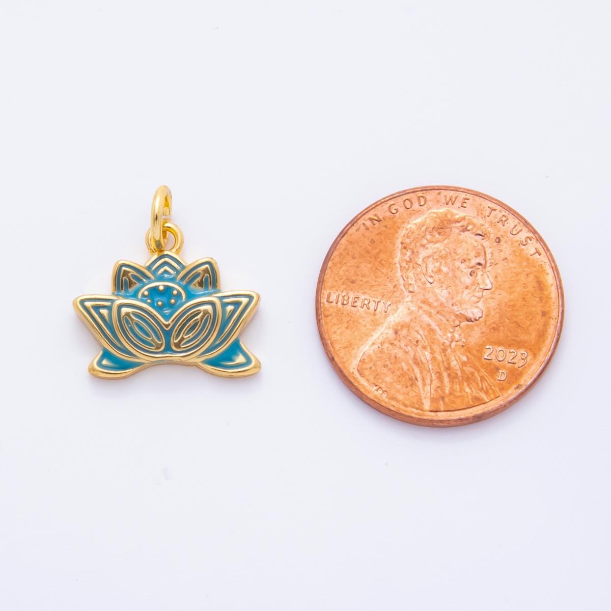 Dainty 18k gold filled lotus flower charm Enamel Yoga Bohemian Jewelry Inspired for bracelet necklace earring supplies E644