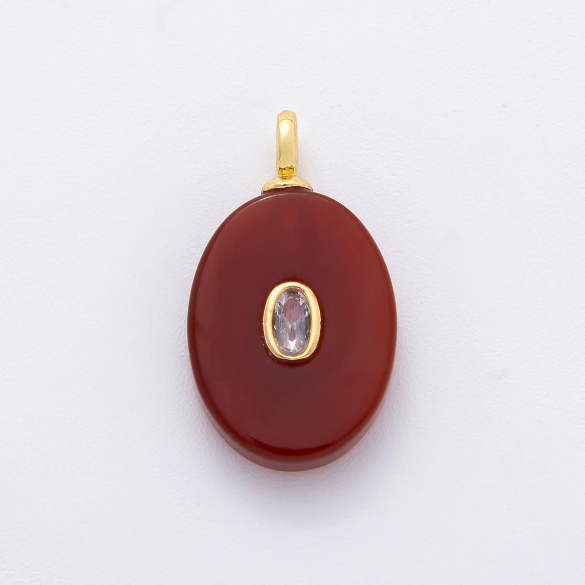18K Gold Filled Natural Stone Pendant Oval Gemstone Charm Bracelet Necklace for DIY Jewelry Making Supply Birthstone Jewelry N-720