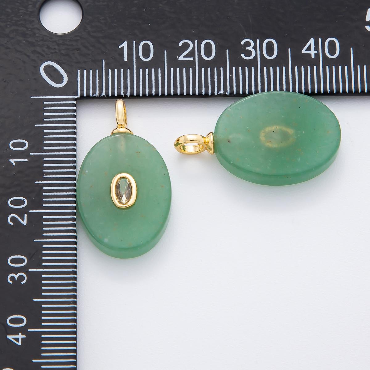 18K Gold Filled Natural Stone Pendant Oval Gemstone Charm Bracelet Necklace for DIY Jewelry Making Supply Birthstone Jewelry N-720