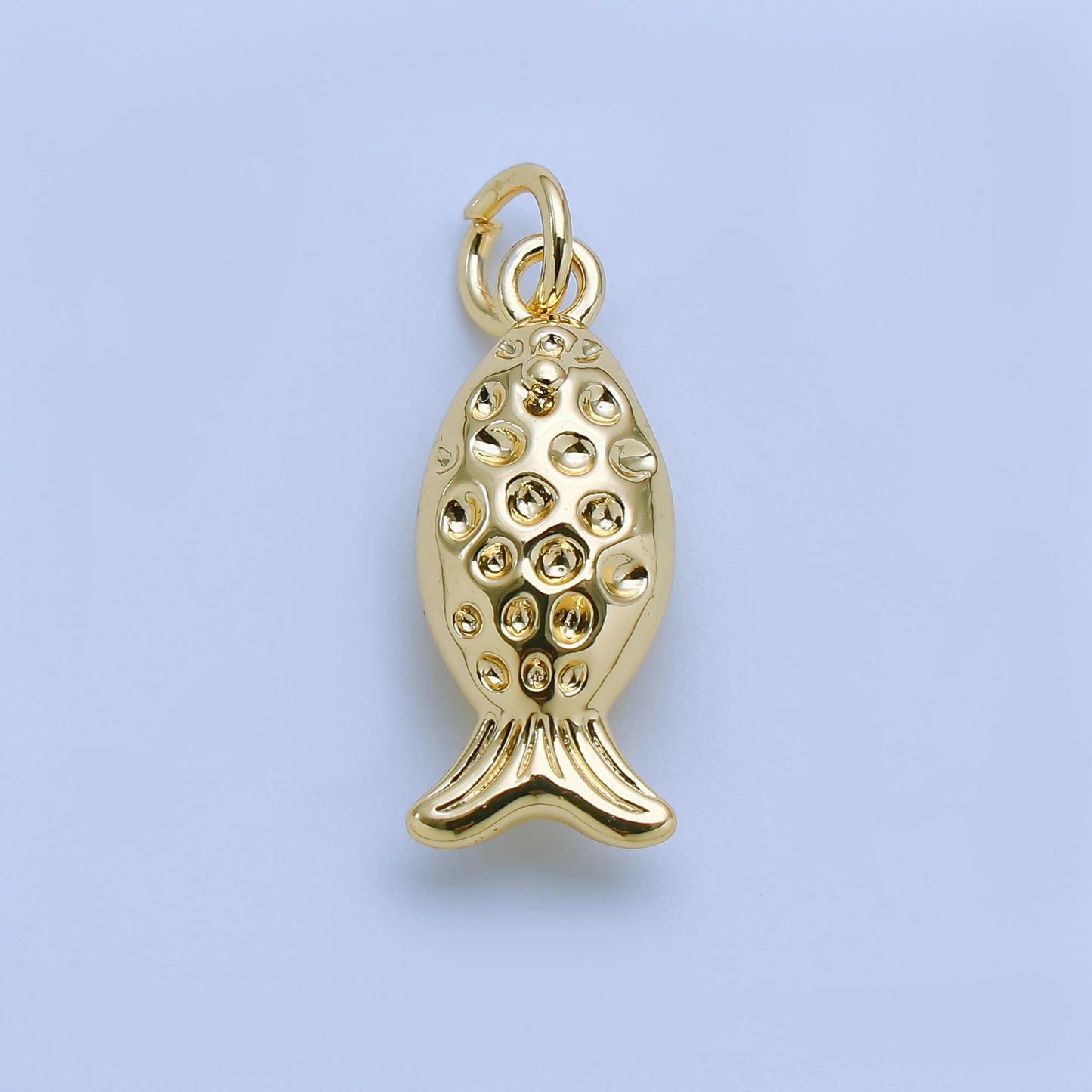 Gold Fish Charm 24K Gold Filled Fisher man Pendant Animal Bracelet Necklace for DIY Jewelry Making Supply AJ-482