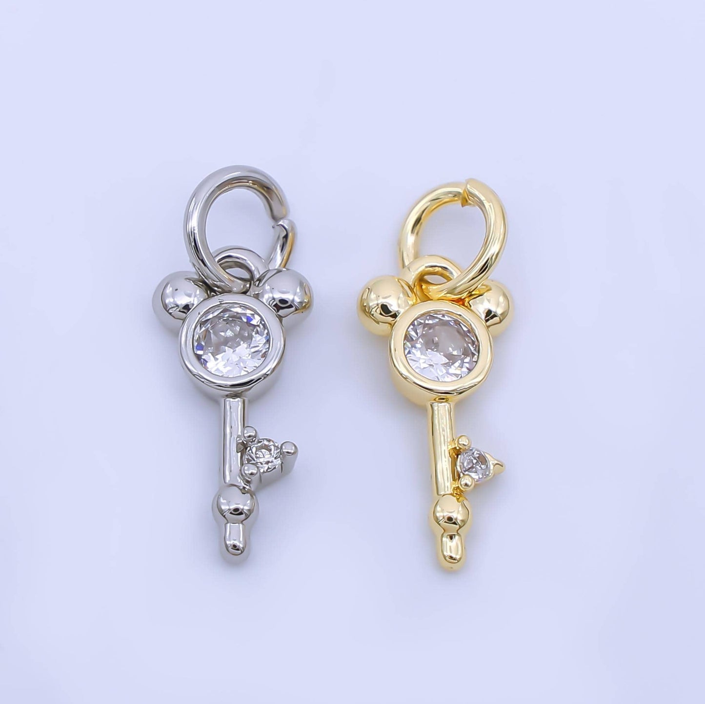 24k gold filled Mouse Ear Key Charm Lock Pendant Travel Magic Park Fantasy Inspired Aj473
