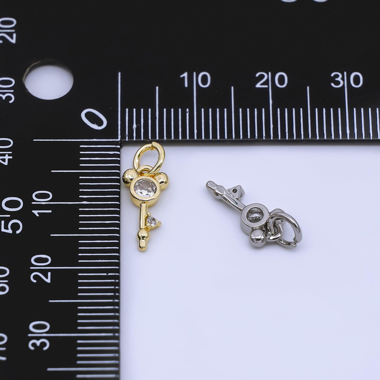 24k gold filled Mouse Ear Key Charm Lock Pendant Travel Magic Park Fantasy Inspired Aj473