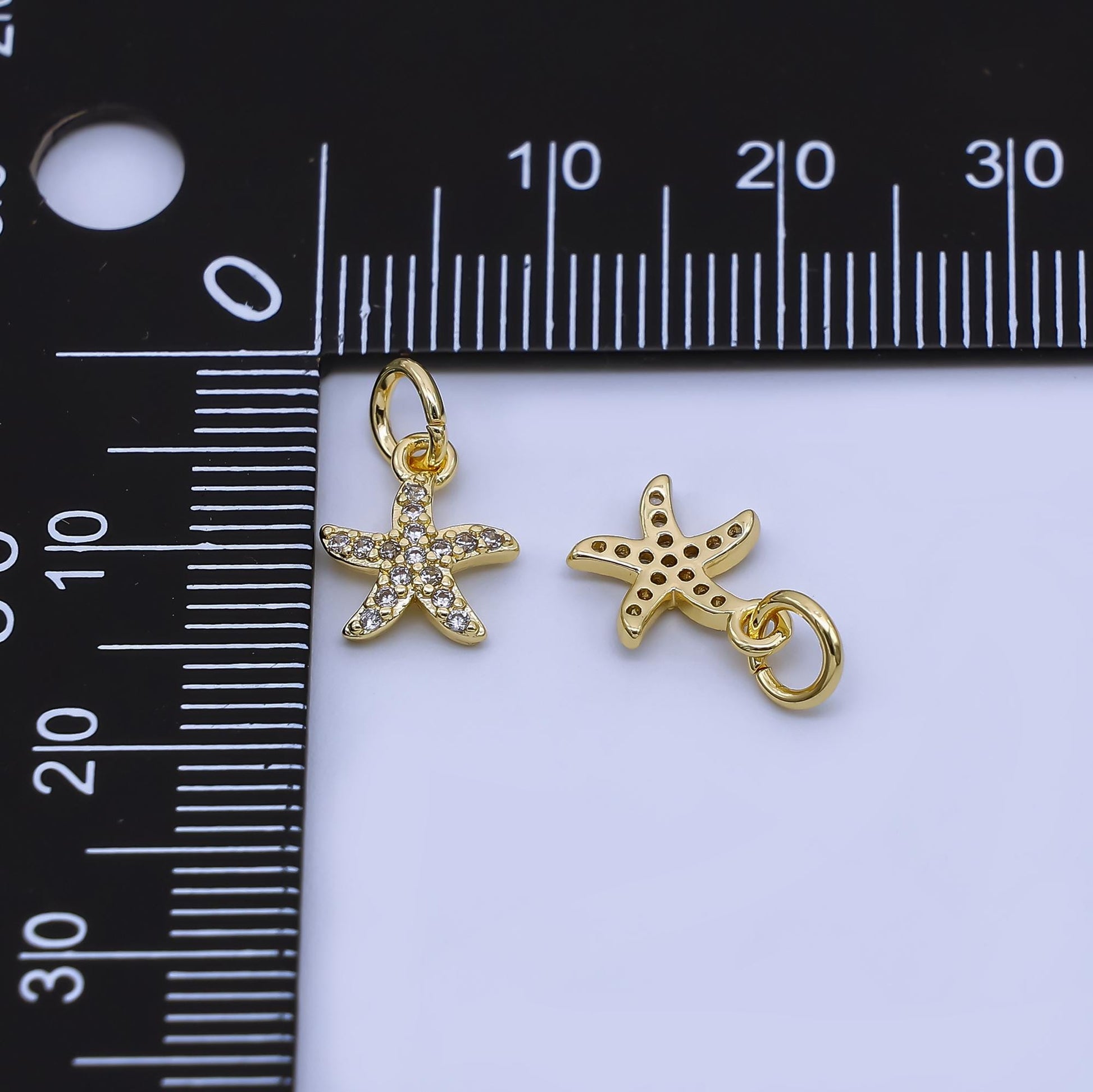 Mini Gold starfish charms 24k gold filled sea star pendant starfish charm for bracelet necklace jewelry making supply ocean beach | AJ478