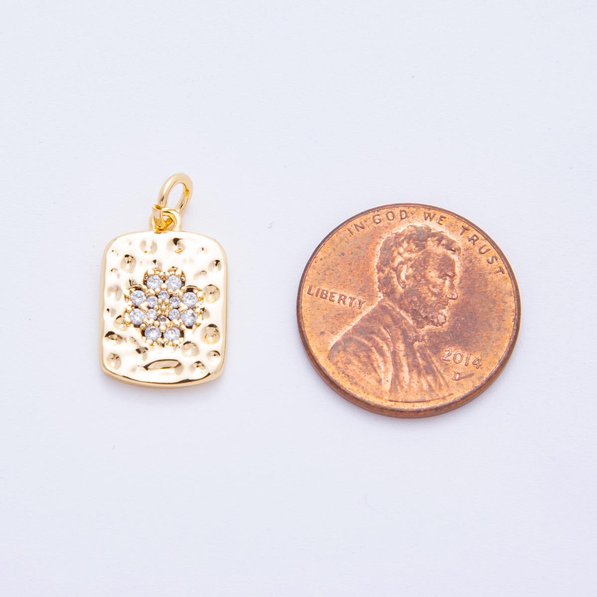 Small gold texture tag charm for star jewelry making mini gold filled celestial pendant for bracelet necklace earring supply | E-727