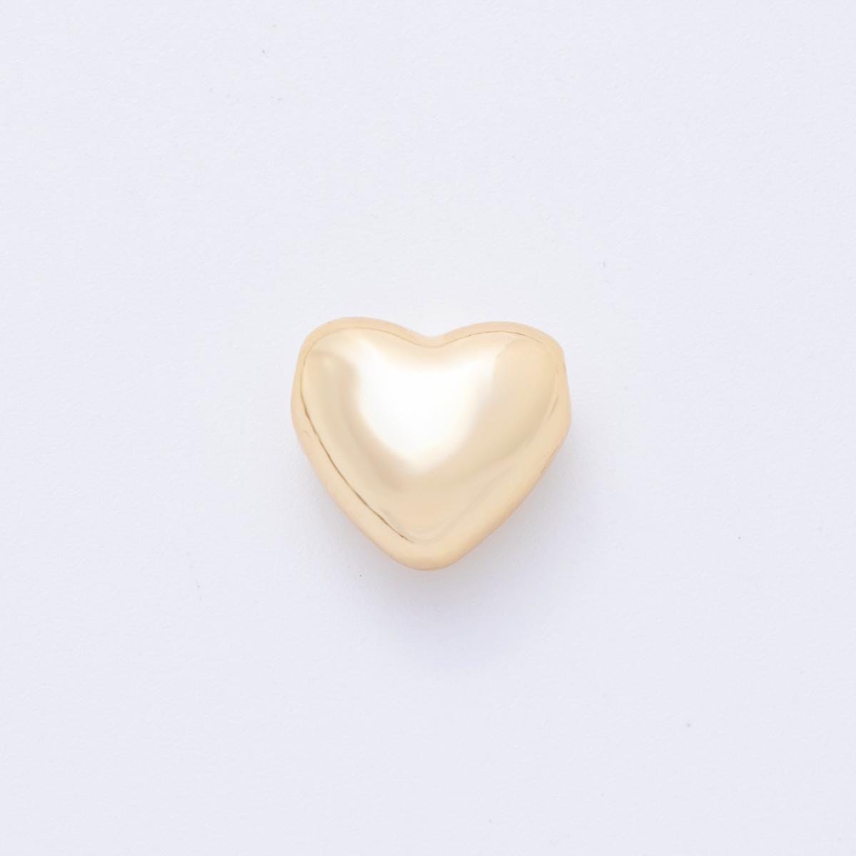 18K Gold Filled 11mm Minimalist Puffy Heart Bead Spacer Set AF-1059