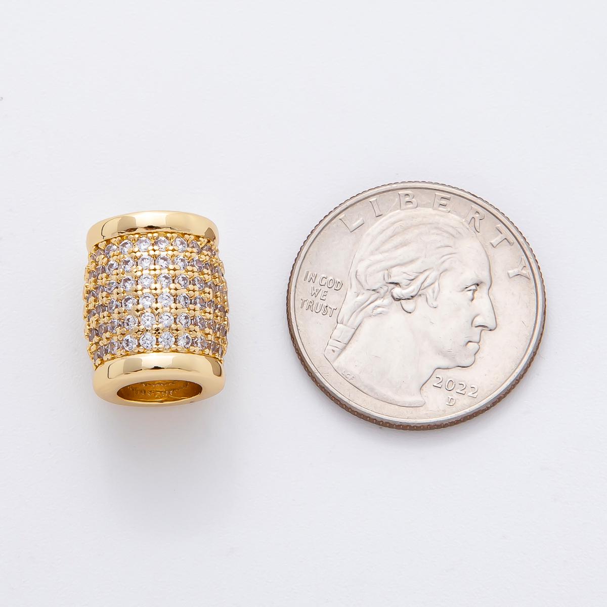 Big Barrel bead spacer 18k Gold Filled pave black cz Tube slider charm for men women jewelry making supplies AF-A1066